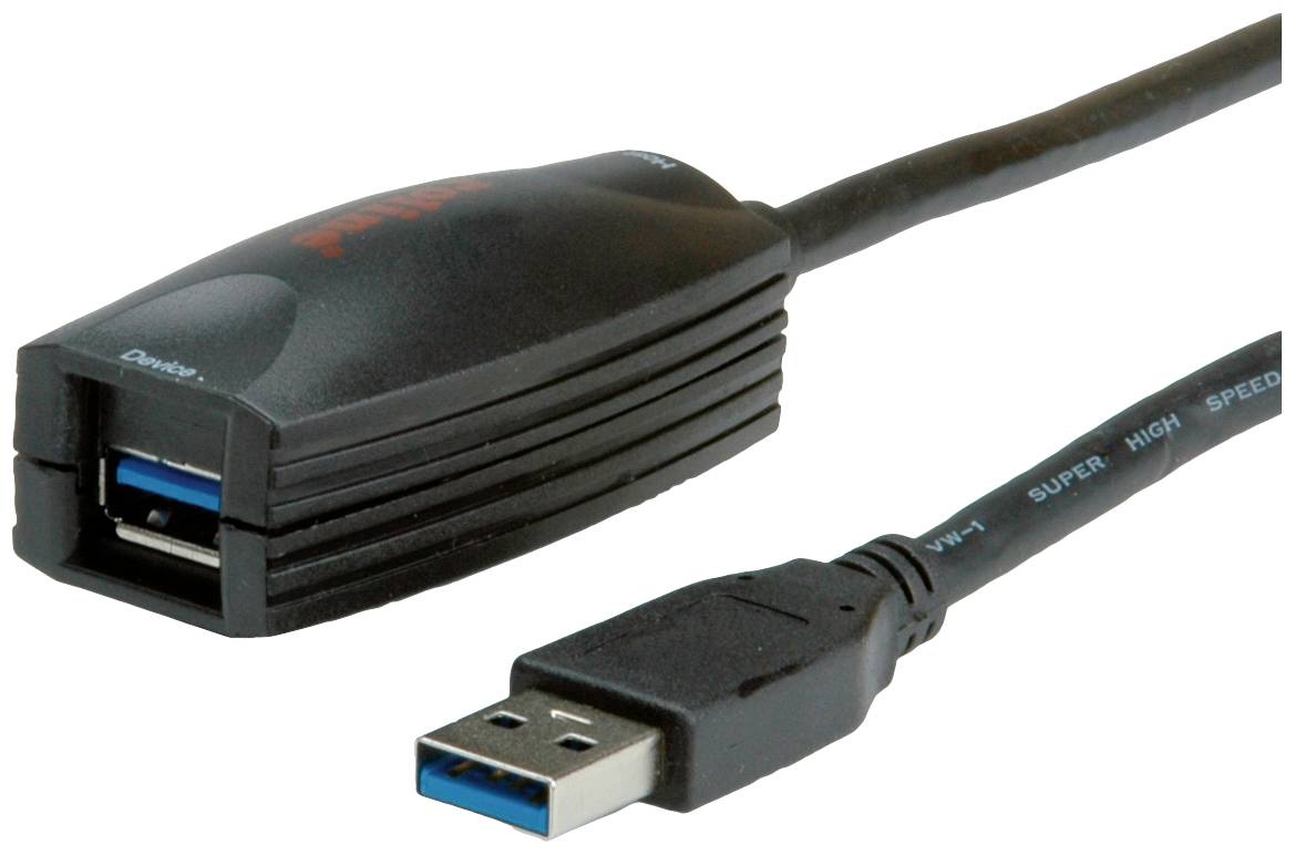Roline USB Cable USB 3.2 Gen1 USB-A male, USB-A female 5.00m black 12/04/1096