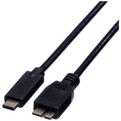 Czarny kabel z wtyczką USB-C po lewej stronie i wtyczką USB Micro po stronie prawej.