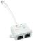 Biały rozdzielacz RJ45, który dzieli kabel Ethernet na dwa gniazda. Produkt jest odpowiedni do połączeń sieciowych.