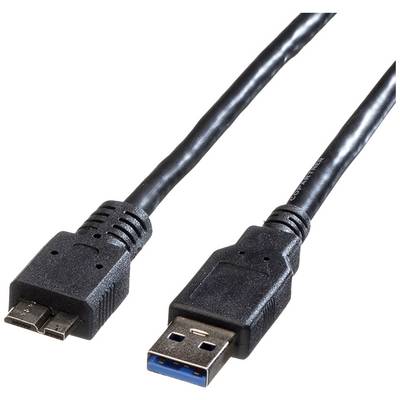 Czarny kabel USB 3.0 ze standardowym złączem USB oraz wtyczką Micro-USB, przeznaczony do podłączania urządzeń do komputerów lub ładowarek.