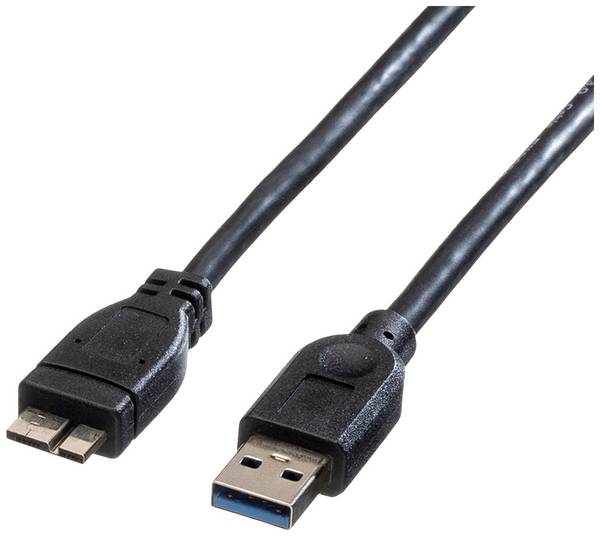 Roline Kabel USB USB 3.2 Gen1 Złącze męskie USB-A, Złącze męskie USB Micro-A 0.80 m czarny ekranowanie 11.02.8872