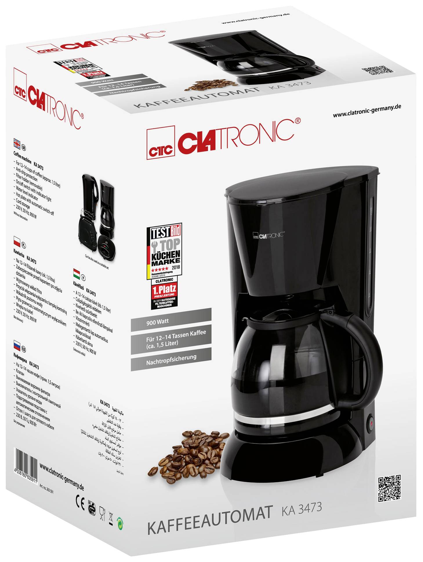 Кавомашина Clatronic 263591 KA 3473 900 Вт