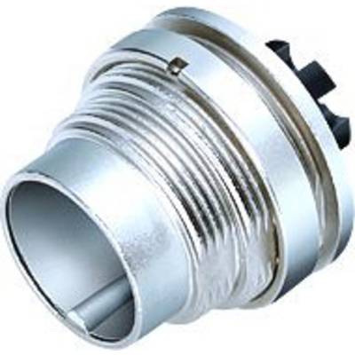 Srebrny, cylindryczny element metalowy z gwintem i kilkoma rowkami, stosowany do połączeń przemysłowych.