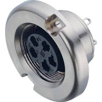 Obraz przedstawia okrągły metalowy adapter z wieloma gniazdami z przodu. Po bokach posiada on ucho mocujące.