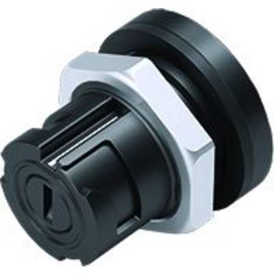 Czarny, cylindryczny pokrętło z srebrną krawędzią, prawdopodobnie element elektryczny lub mechanizm.