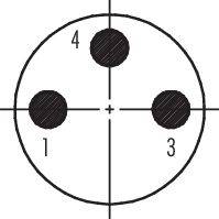 Trzy czarne koła wewnątrz większego koła, ponumerowane jako 1, 3 i 4, rozmieszczone symetrycznie wokół środka.