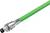 Zielony przemysłowy kabel z metalowym złączem, odpowiedni do zastosowań zautomatyzowanych i połączeń przemysłowych.