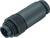 Czarny, cylindryczny wtyk kablowy z żebrowanym uchwytem, odpowiedni do podłączania urządzeń elektrycznych lub zastosowań audio.