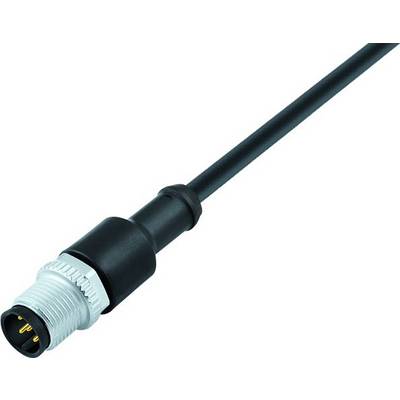 Czarny kabel elektryczny z cylindrycznym metalowym wtykiem na jednym końcu, przeznaczony do połączeń przemysłowych.