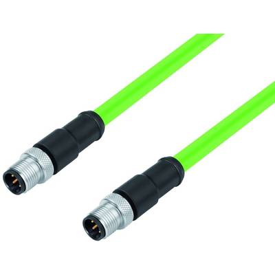 Zielony kabel połączeniowy z metalowymi złączami na obu końcach.