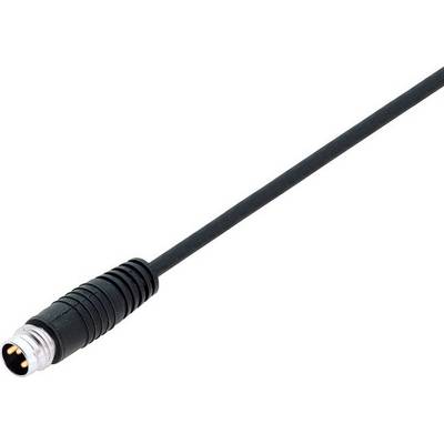 Czarny kabel audio z okrągłym metalowym wtykiem na końcu, typowy dla połączeń elektrycznych, na białym tle.