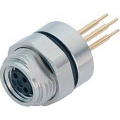 Złączka cylindryczna z wieloma stykami, najczęściej stosowana w zastosowaniach elektronicznych. Obudowa w kolorze srebrnym, wykonana z metalu.