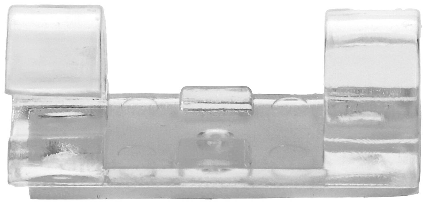 Przezroczysty uchwyt z tworzywa sztucznego, który prawdopodobnie służy do mocowania lekkich przedmiotów na ścianach lub meblach.