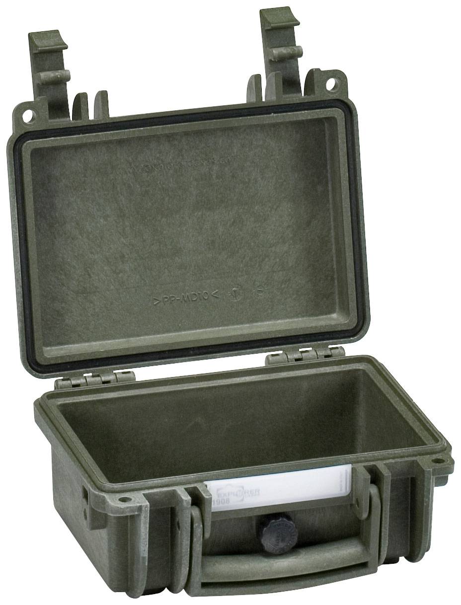 Otwarte, puste, solidne zielone pudełko plastikowe z zatrzaskowymi klipsami, odpowiednie do bezpiecznego transportu i ochrony przedmiotów.