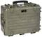 Oliwkowozielony, wytrzymały kufer ochronny z czarną rączką i logo 'Explorer'. Idealny do bezpiecznego przechowywania i transportu delikatnych przedmiotów.