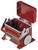 Czerwone metalowe pudełko zabezpieczające z otwartą pokrywą, ukazujące wnętrze. Solidne i odpowiednie do celów bezpieczeństwa.