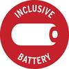 Czerwone logo Czerwonego Krzyża z białymi słowami 'Inclusive Battery' i symbolem baterii pośrodku.