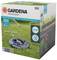 Opakowanie systemu nawadniającego Gardena prezentuje system nawadniania z przełącznikiem 'Water on/off'. Zdjęcie produktu: zraszacz na trawniku.