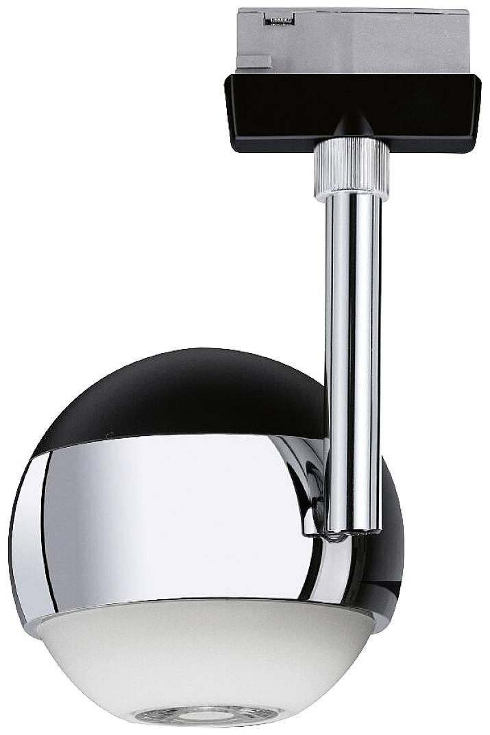 Srebrna lampa sufitowa o kulistym kształcie z regulowanym ramieniem obrotowym. Idealna do nowoczesnego oświetlenia wnętrz.