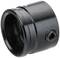 Metalowe sprzęgło śrubowe, cylindryczne, w kolorze czarnym. Stosowane do łączenia elementów wałów w maszynach.