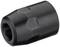 Cylindryczny, czarny element metalowy z ściętą przednią stroną i centralnym otworem; prawdopodobnie nasadka dyszy lub tuleja wiertnicza.