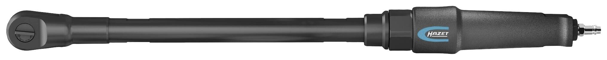 Czarna pompka rowerowa z ergonomicznym uchwytem i niebieskim logo. Odpowiednia dla różnych rodzajów wentyli.