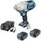 Akumulatorowy zestaw wkrętaków udarowych z ładowarką, dwoma akumulatorami i niebieską obudową. Idealny do mobilnego użycia podczas różnych prac montażowych.