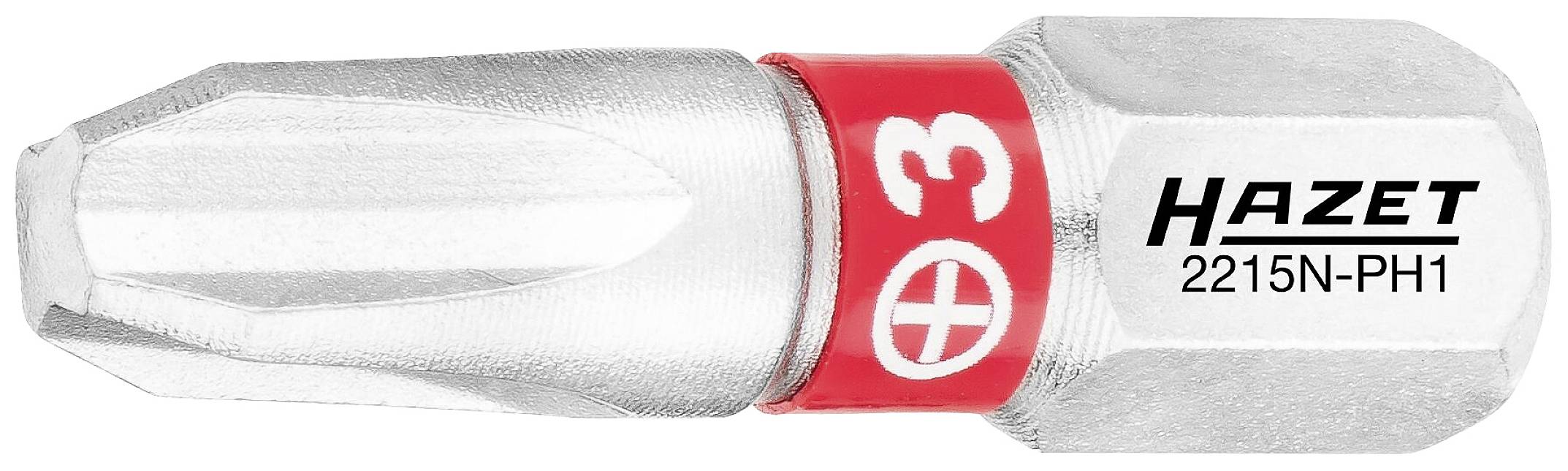 Bit krzyżowy Hazet 2215N-PH1, rozmiar PH1, z czerwoną opaską ułatwiającą identyfikację.