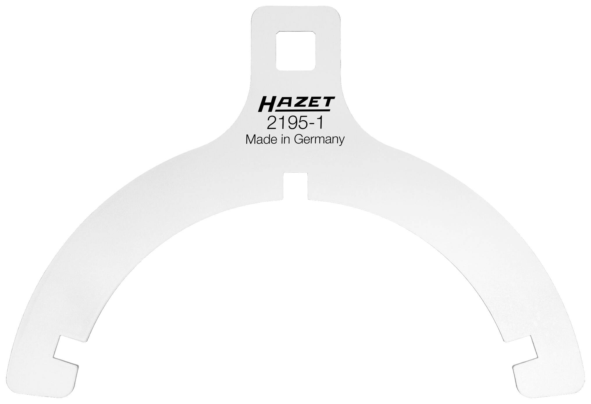 Metalowe narzędzie w kształcie łuku z napisem 'HAZET 2195-1 Made in Germany', przeznaczone do montażu lub demontażu akcesoriów samochodowych.