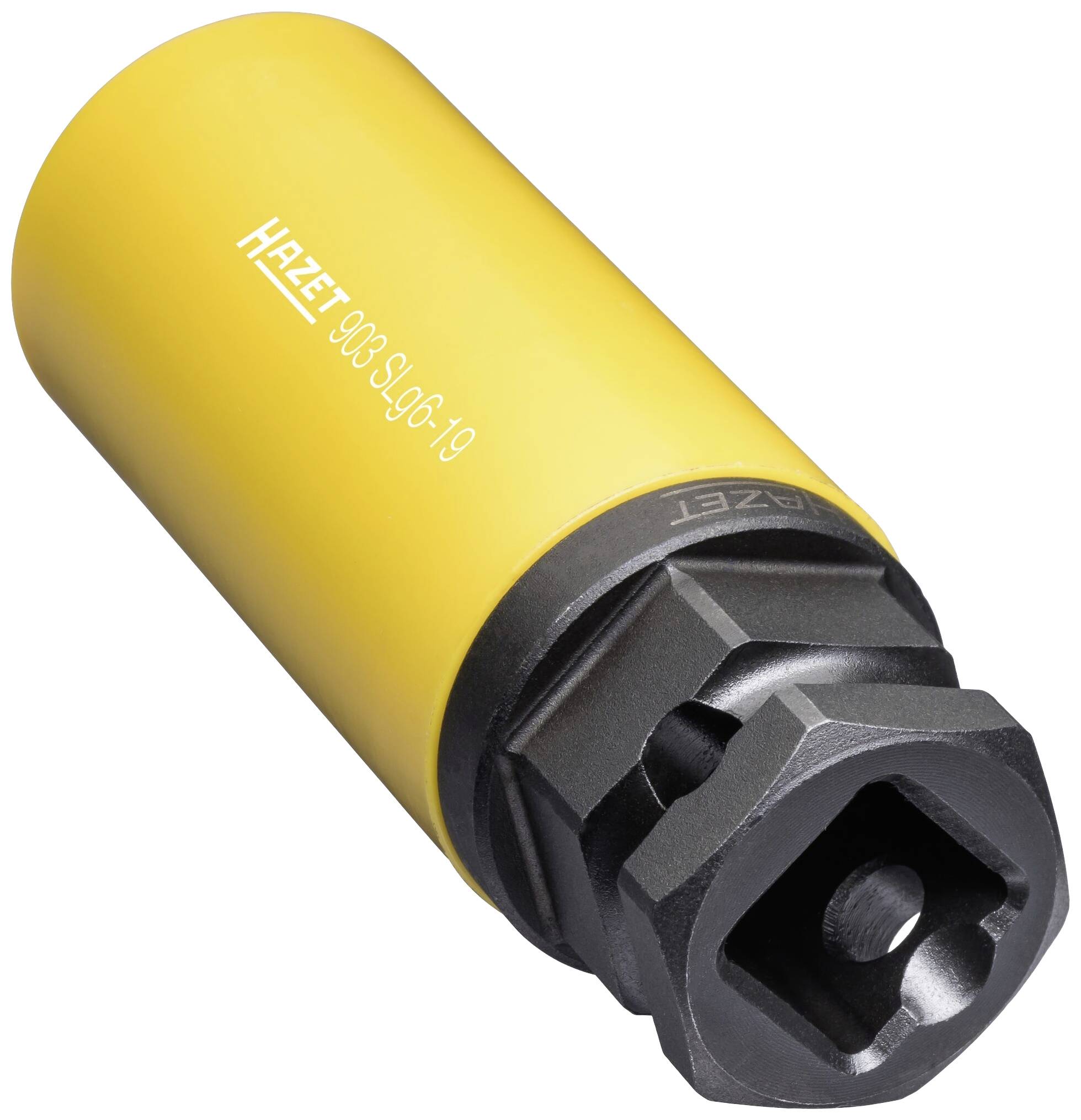 Klucz udarowy Hazet z żółtą osłoną ochronną. Narzędzie do odkręcania śrub lub nakrętek.