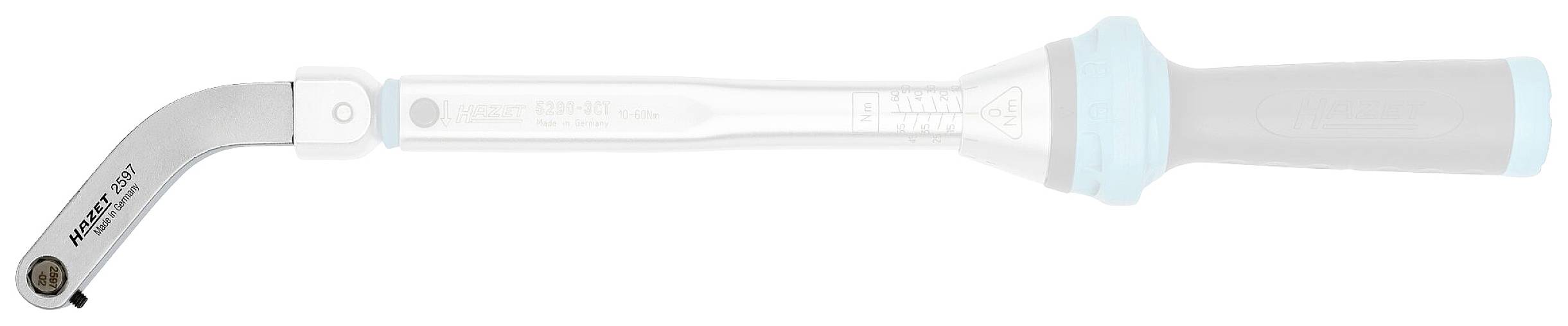 Teleskopowe narzędzie z giętą końcówką i ergonomicznie ukształtowaną rękojeścią, przeznaczone do pracy w trudno dostępnych miejscach.