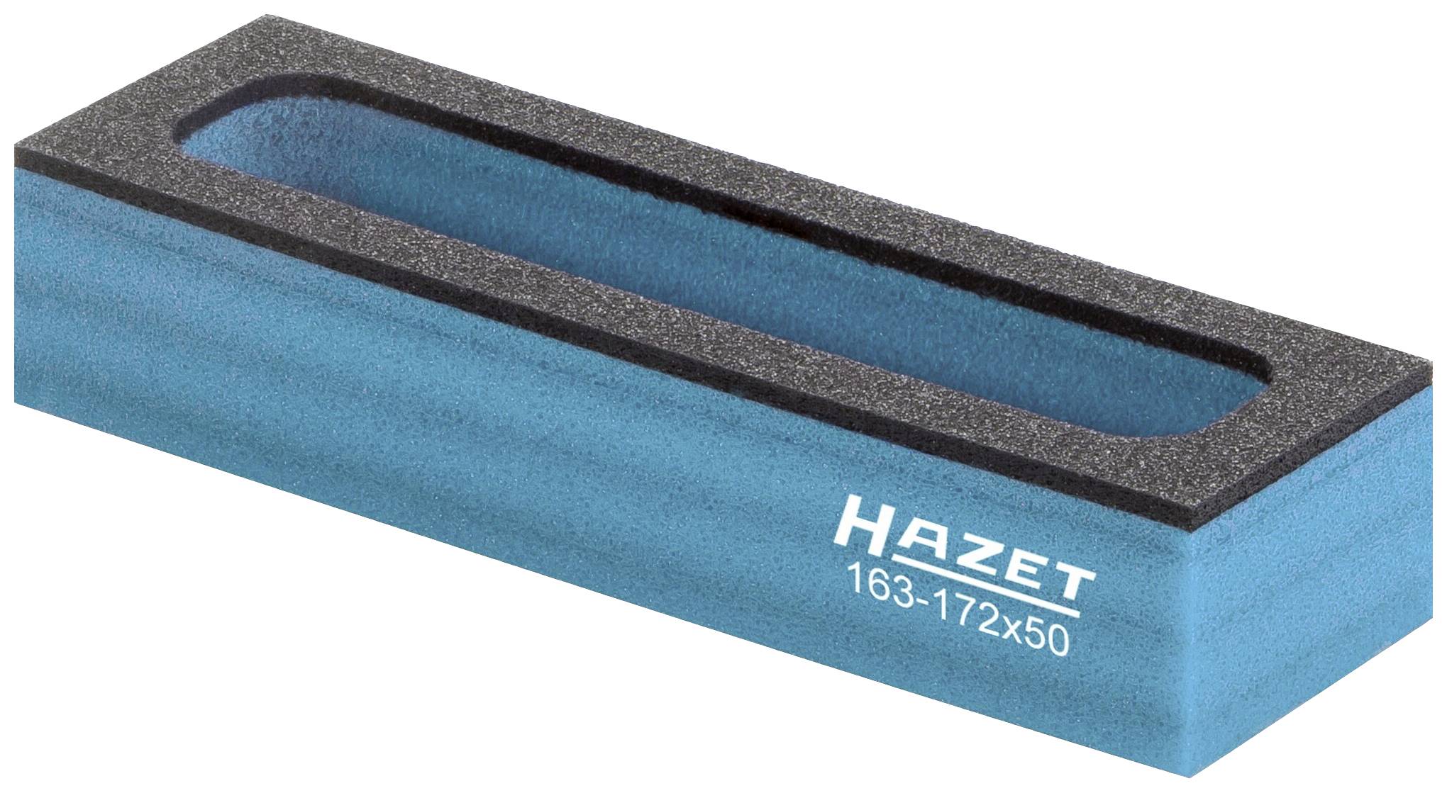 Prostokątna niebieska osłona krawędzi drzwi z czarną obwódką z napisem 'Hazet 163-172x50' na boku.