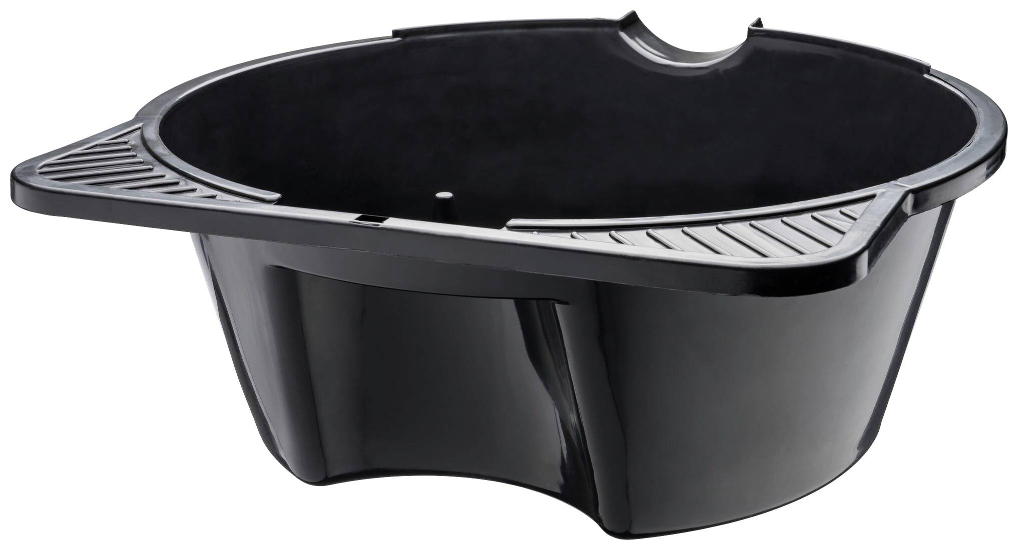 Czarny wkład do kuwety dla kota wykonany z tworzywa sztucznego, o prostokątnym kształcie z rowkowanymi bocznymi krawędziami, przeznaczony do higienicznego czyszczenia toalet dla kotów.