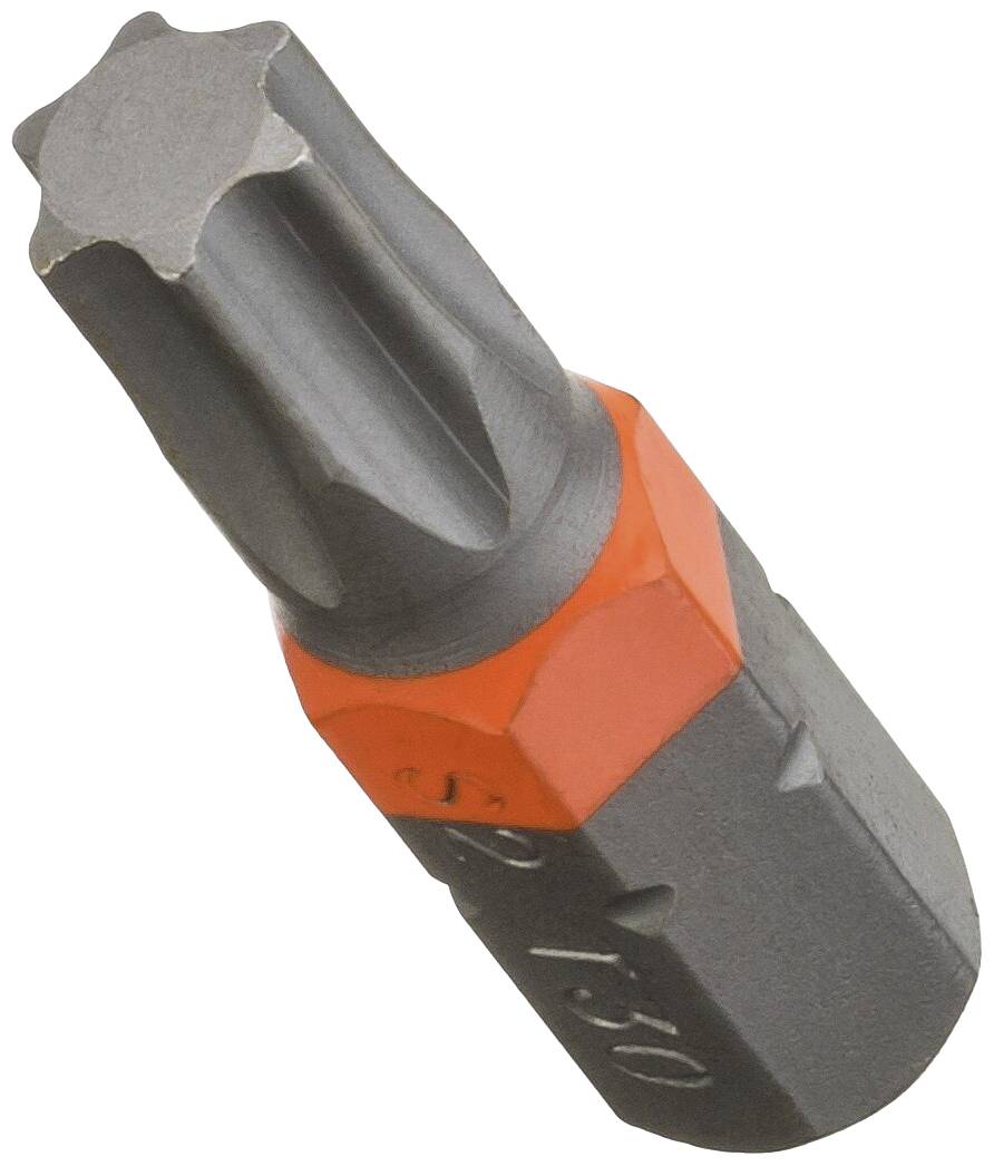 Głowica wkrętaka z sześcioramiennym profilem Torx i pomarańczowym oznaczeniem. Stosowana do precyzyjnego wkręcania śrub.