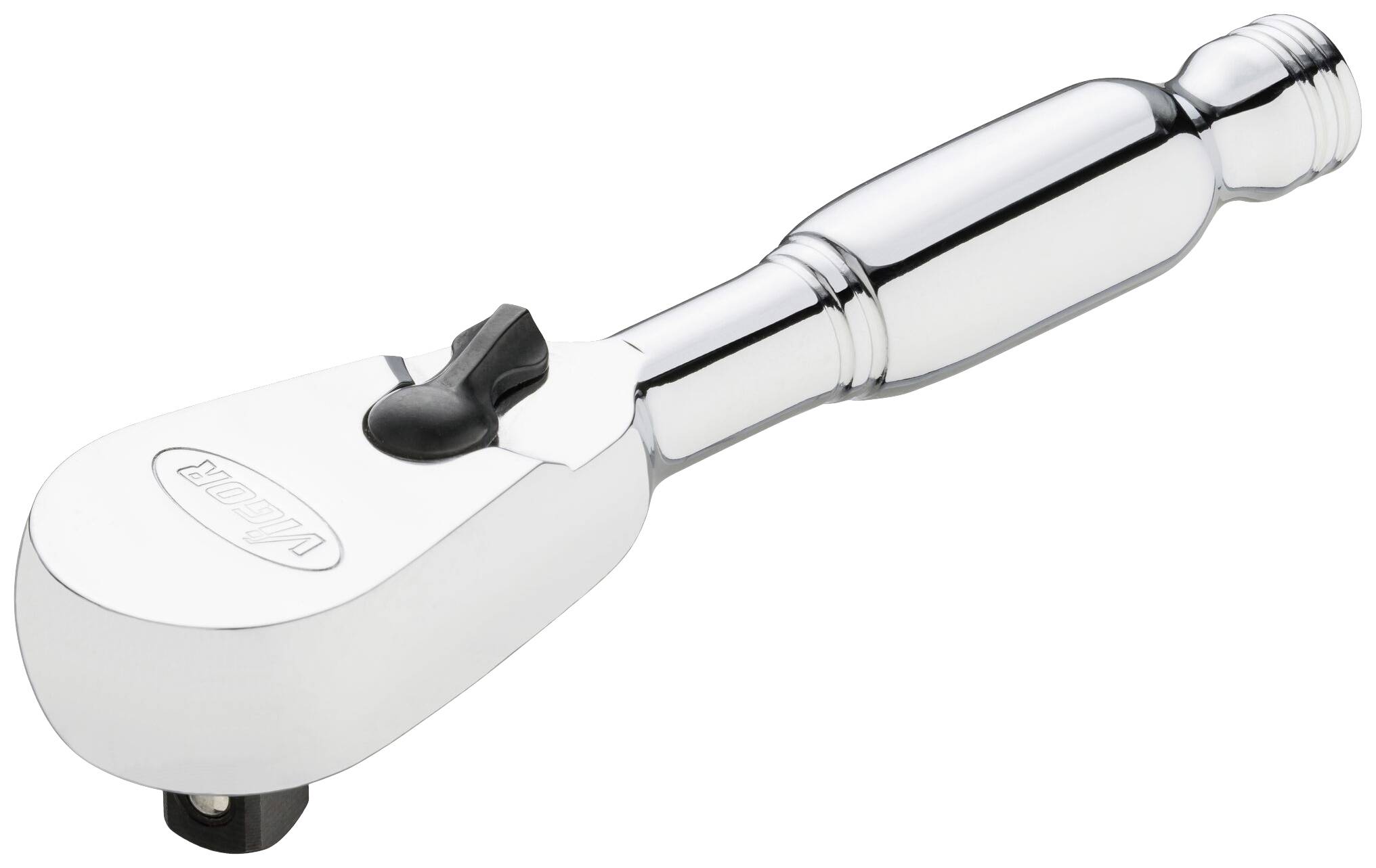 Polerowana na wysoki połysk grzechotka z ergonomicznym uchwytem i mechanizmem zapadkowym. Idealna do szybkiego i wydajnego dokręcania śrub.