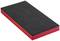 Prostokątna gąbka piankowa z czarną górną powierzchnią i czerwoną podstawą, często stosowana do celów ochronnych lub jako element wypełniający.