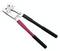Szczypce do zaciskania z czerwonym i czarnym uchwytem, używane do łączenia przewodów poprzez zaciskanie złączy.