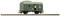 Zielony wagon modelowy Deutsche Reichsbahn na torach. Wagon posiada płaski dach i okna po bokach.