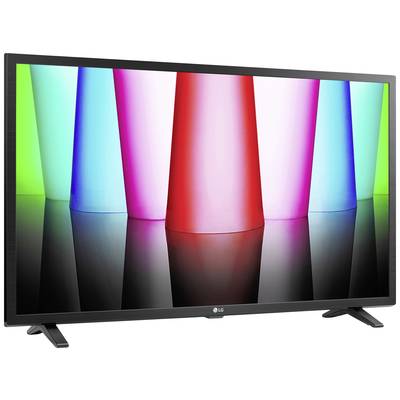 Telewizor płaski z kolorowym obrazem na ekranie, pokazujący pięć świecących słupków w różnych kolorach.