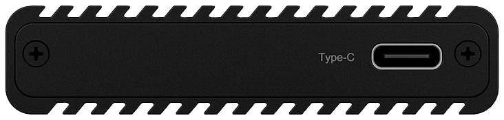 Zewnętrzny dysk twardy z złączem USB typ C. Obudowa jest czarna o strukturowanej powierzchni.