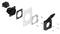 'Rysunek rozstrzelony złącza elektrycznego z obudową, uszczelkami i śrubami mocującymi, przedstawiający układ montażowy.'
