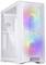 Białe obudowie komputera z przezroczystym panelem bocznym widoczne są dwa duże wentylatory z podświetleniem RGB na przedniej ścianie.