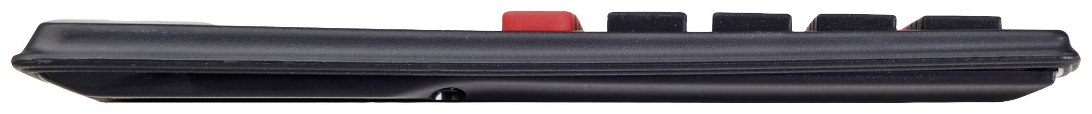 Czarna pilot zdalnego sterowania widziany z boku, z czterema czarnymi przyciskami i jednym czerwonym przyciskiem.