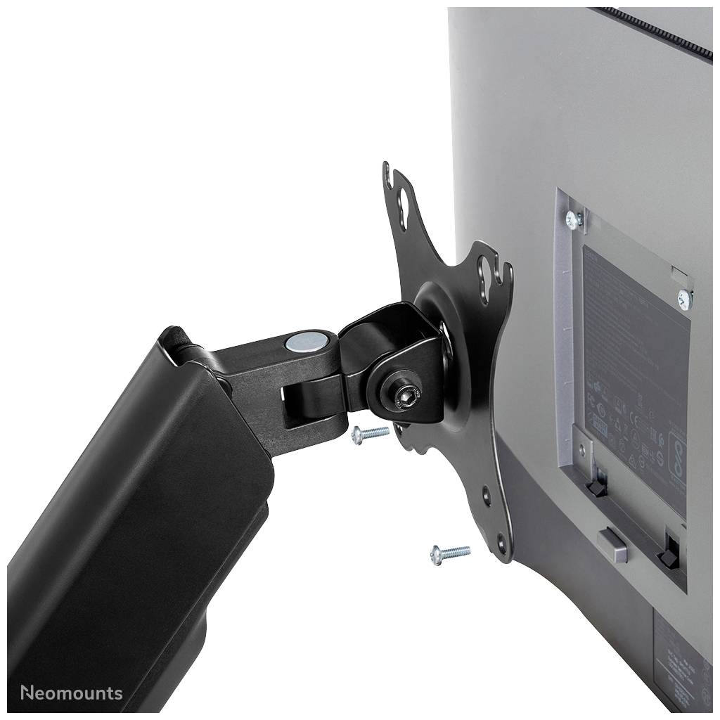 Obraz przedstawia uchwyt naścienny do monitorów. Widok z boku uchwytu ukazuje szczegóły montażu przy ekranie.