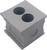Szary kwadrat z dwoma otworami, prawdopodobnie przeznaczony do mocowania lub łączenia w zastosowaniach technicznych.