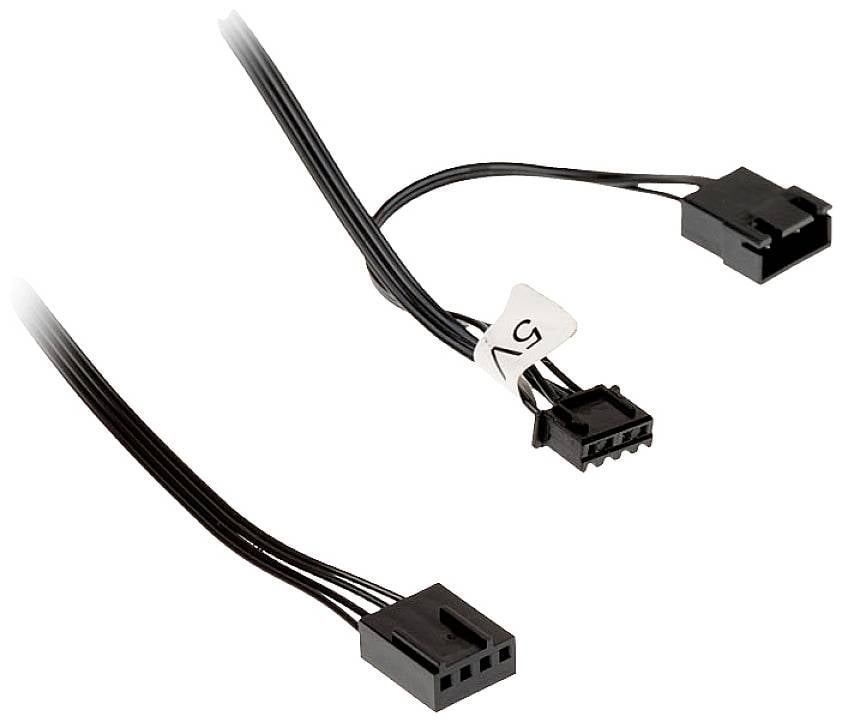 Adapter z trzech pinów na cztery piny z czarnym złączem z tworzywa sztucznego, oznaczony cyfrą 2 na etykiecie.