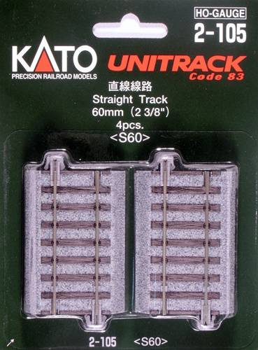 H0 Kato Unitrack 2-105 Tor- prosty 60 mm 4 szt.