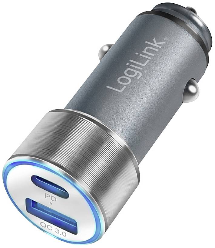 LogiLink Ladegerät USB Charger 36 W 1x USB-A, 1x USB-C® Power Delivery сріблястий легковий автомобіль USB Power Delivery (USB-PD)