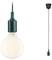 Lampa sufitowa z zielonym przewodem i dużą, okrągłą żarówką.