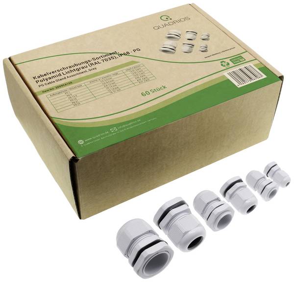 Quadrios 2009CA106 Zestaw dławnic kablowych wodoodporna PA66 szaro-biały (ral 7035) 1 zest.